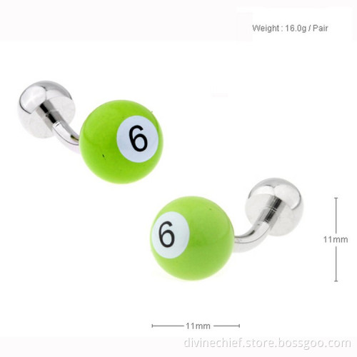 Luxury Ball Shape Cufflinks Printed Green Paint, Wholesale Gift Cufflinks